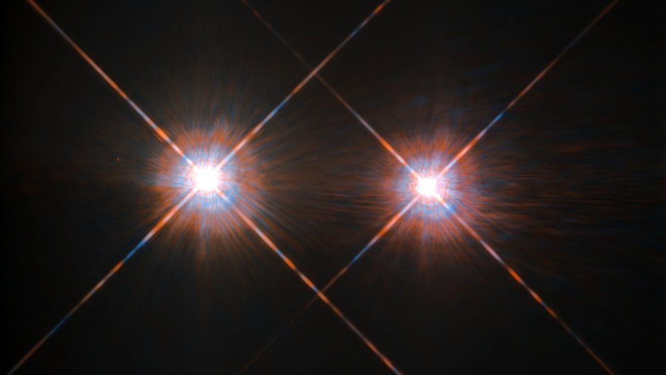 The binary star pair Alpha Centauri A and B, imaged by Hubble